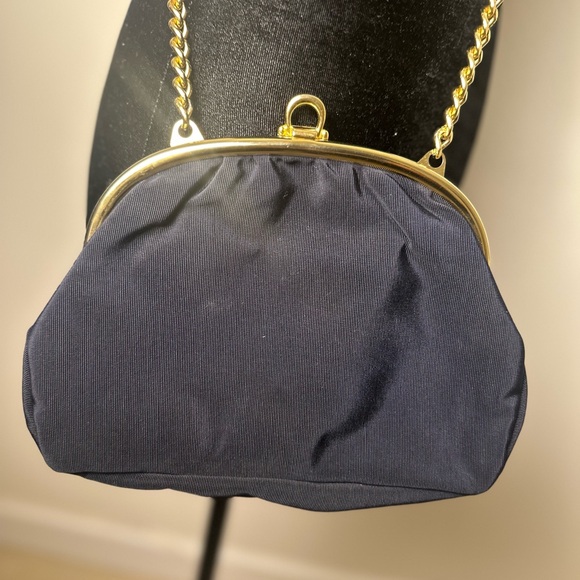 ACCESSORY PLACE Women’s Italian Black Fabric Crossbody Clutch w/Gold Chain Bag - Picture 9 of 12